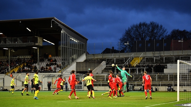 Christian Fruechtl of Bayern Muenchen II defends after a corner during the 3. Liga match between Bayern Muenchen II and FC Wuerzburger Kickers at Stadion an der Gruenwalder Straße in December 2019