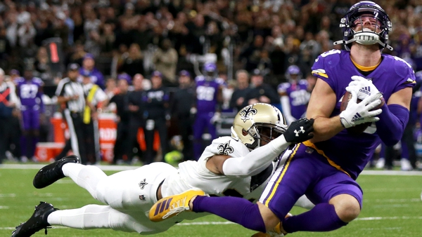 Adam Thielen had seven receptions for 129 yards in the win over the New Orleans Saints last Sunday