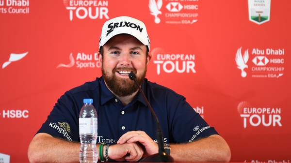 Shane Lowry of Ireland speaks to the media during a press conference ahead of the Abu Dhabi HSBC Championship