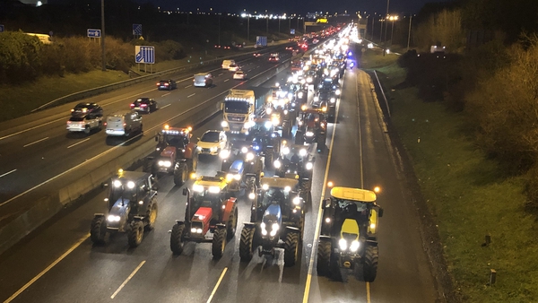 All lanes on the M50 southbound were blocked by the protest