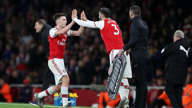 Kieran Tierney (L) and Sead Kolasinac in October 2019