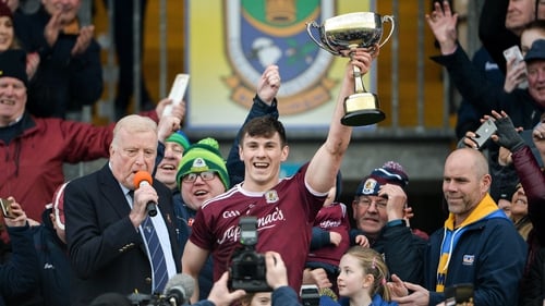 Shane Walsh of Galway lifts the FBD cup