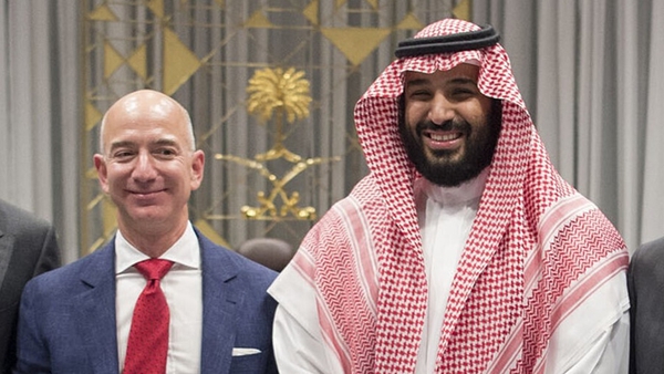 Jeff Bezos pictured with Mohammed bin Salman in 2016