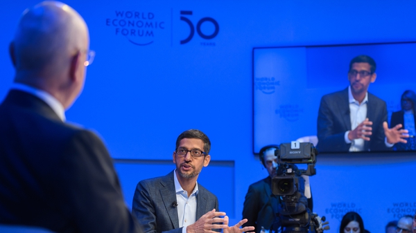 Alphabet's Sundar Pichai addressed a conference panel at the World Economic Forum in Davos today