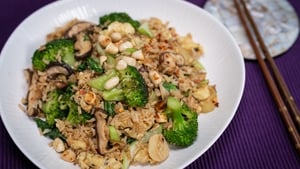 This recipe is great for using up leftover cooked rice that has been cooked and put into the fridge within 2 hours of cooking in separate airtight containers for up to 3 days.