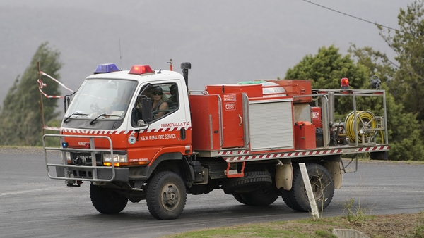 A Numeralla Rural Fire truck near the scene of the crash