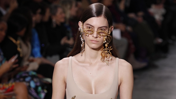 A model wears a creation for Schiaparelli Haute Couture Spring/Summer 2020 fashion collection (Francois Mori/AP)