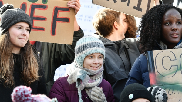 Greta Thunberg took part in a 'Fridays for Future' protests in Davos today