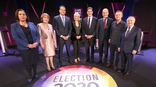 The political party leaders on Claire Byrne Live in NUI Galway