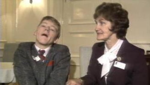 Bernadette Nolan alongside her award-winning writer son Christopher, who was born with severe cerebral palsy