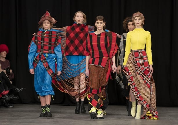 Models on the catwalk during the first day of Copenhagen Fashion Week (Liselotte Sabroe/AP)