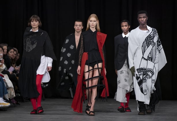 Models on the catwalk during the first day of Copenhagen Fashion Week (Liselotte Sabroe/AP)
