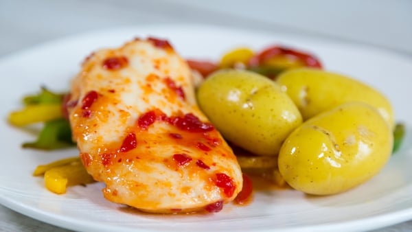 If time allows marinate the chicken fillets in the sweet chilli sauce in a non-metallic dish covered with cling film for up to 3 days on the bottom shelf of the fridge, which will tenderise the meat.