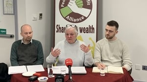 Brid Smith (centre) with RISE leader Paul Murphy (left) and PBP candidate Conor Reddy (right)