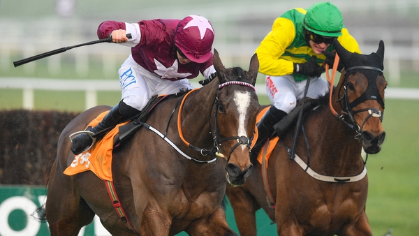 The hooded Cash Back chased Notebook home at Leopardstown on Saturday