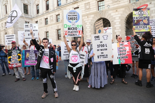 Protesters from Extinction Rebellion outside Victoria Beckham's show last season