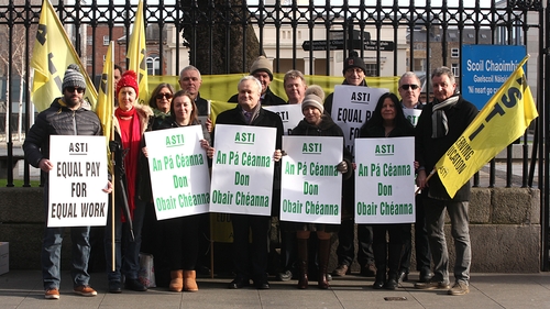 ASTI members demonstrating outside the Department of Education in Dublin