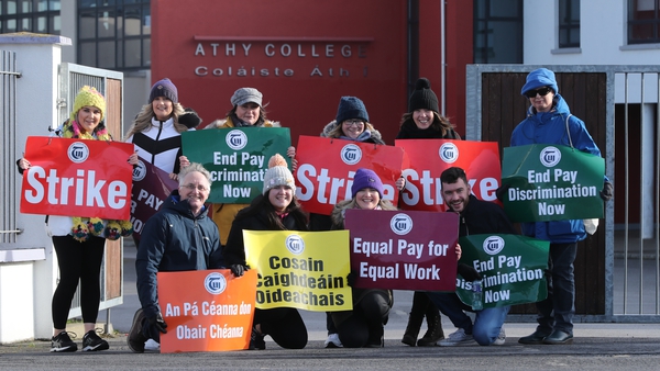 TUI members on strike at Athy College in Co Kildare