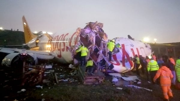 The plane split into three pieces after what has been described as a rough landing