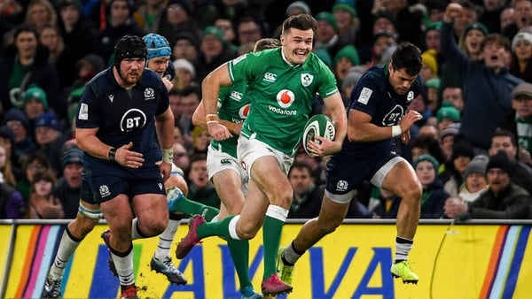 Jacob Stockdale in action during this season's Six Nations