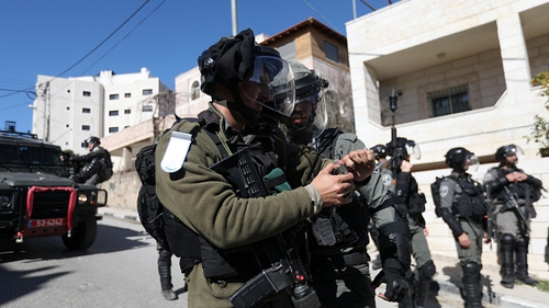 Israeli troops raid Palestinian town in Bethlehem after 16 of their soldiers were hurt in a surge of violence