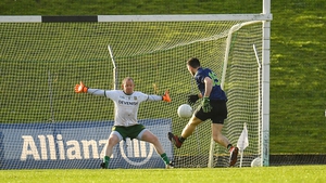 Kevin McLoughlin fires past Meath goalkeeper Marcus Brennan
