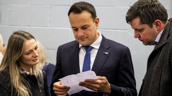 Leo Varadkar's Fine Gael could end up with seats in the mid 30s