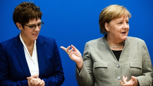 Annegret Kramp-Karrenbauer and German Chancellor Angela Merkel