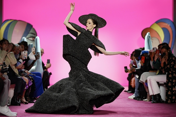 Coco Rocha wears the final look of the Christian Siriano collection