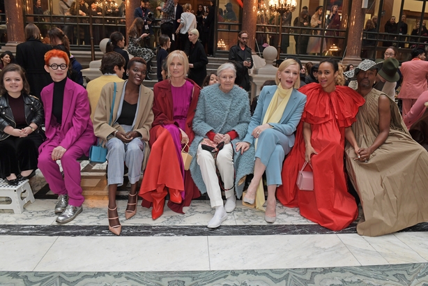 Sinead Burke, Sandy Powell, Sheila Atim, Joely Richardson, Vanessa Redgrave, Cate Blanchett, Zawe Ashton and Billy Porter attend the Roksanda show during London Fashion Week