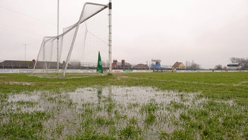 A sodden pitch in the month of February