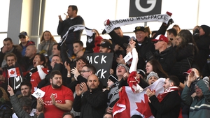 Toronto Wolfpack rugby fans at the Emerald Headingley Stadium in Leeds for the game against Castleford Tigers. Photo: George Wood/Getty Images