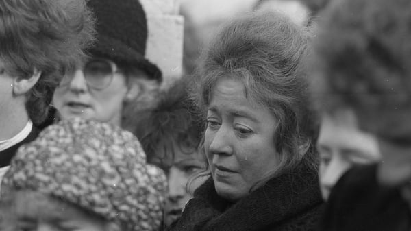 Deirdre O'Connell, pictured at the funeral of her husband Luke Kelly in 1984. Photo: Independent News And Media/ Getty Images
