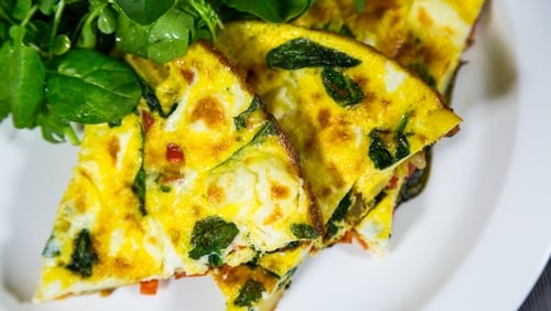This frittata can be made in advance and served at room temperature on the day it was made or kept covered with cling film on a plate in the fridge for up to 2 days.