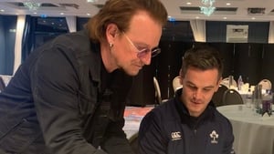 Bono was a visitor to the team's hotel on Tuesday (Pic U2 Twitter)