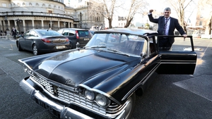 A piece of history: New Independent Richard O'Donoghue TD arrives in a car used during former US President John F Kennedy's visit to Ireland (Pic: RollingNews.ie)