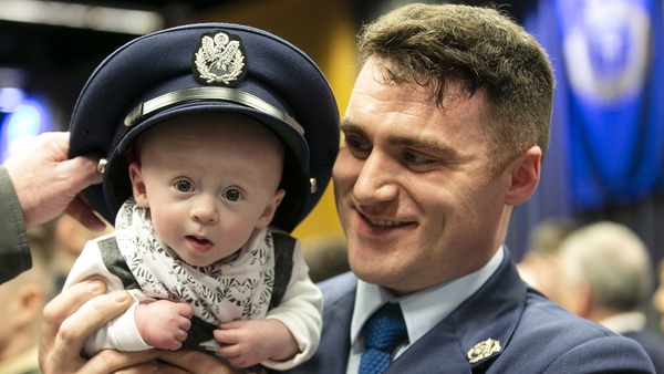 New Air Corps Officer Anton Dargan from Tipperary with his five-month-old son Tom (Photo: RollingNews.ie)