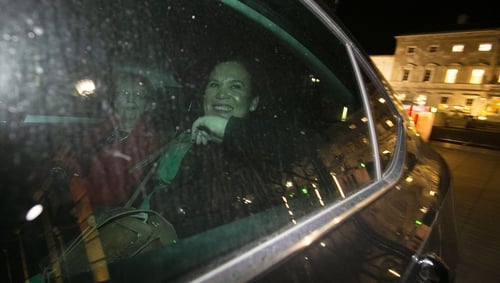 Sinn Féin leader Mary Lou McDonald leaves Leinster House tonight (Pic RollingNews.ie)