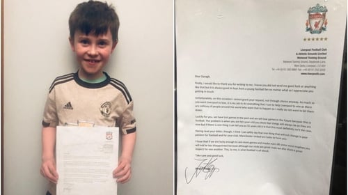 Daragh wrote to Jürgen Klopp as part of a school writing project