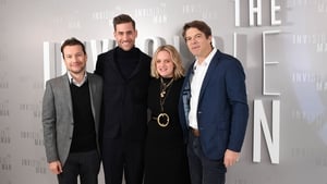 Director Leigh Whannell, Mr Invisible Oliver Jackson-Cohen, Elisabeth Moss and producer Jason Blum