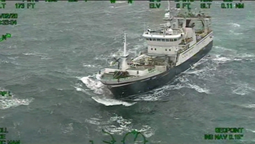 The fisherman was airlifted off the trawler (Courtesy: Irish Coast Guard/Rescue 117)