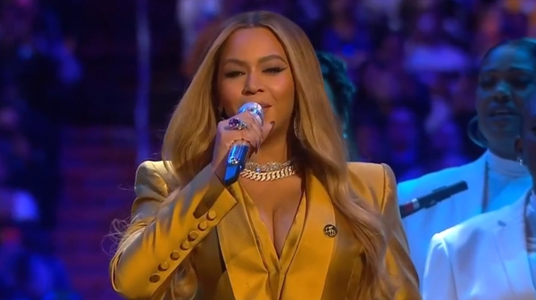 Beyoncé performing some of Kobe Bryant's favourite songs at the memorial Screengrab: ABC News