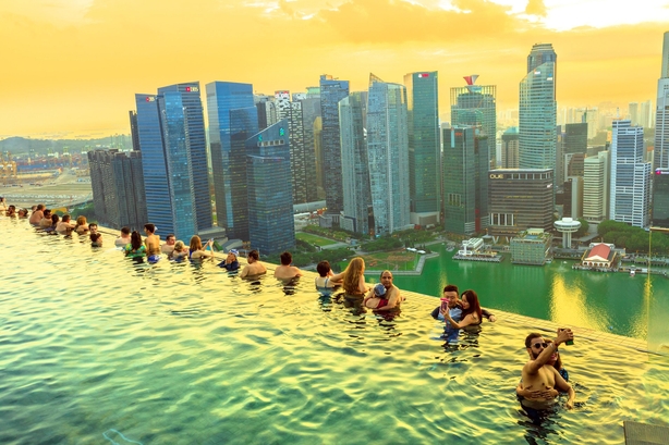 Singapore rooftop pool view