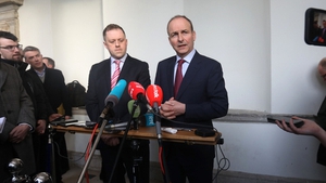 Micheál Martin speaking to reporters following his meeting with Leo Varadkar