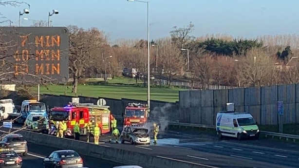 Vehicle fire on M50 temporarily blocks lanes