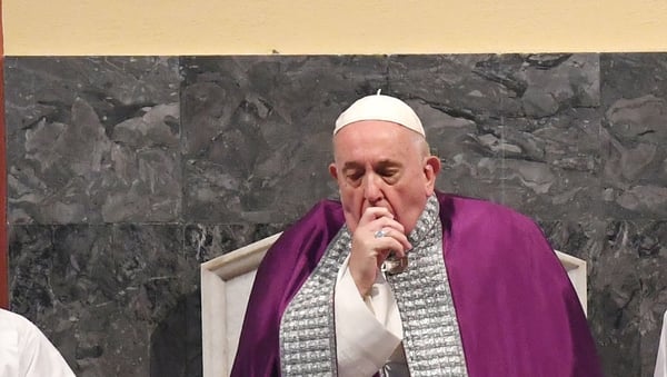 Pope Francis was seen coughing through Ash Wednesday mass