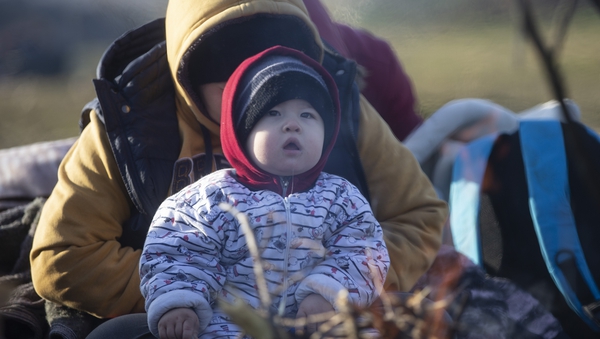 Women and children were among the 2,000 people arriving at the Pazarkule border gate
