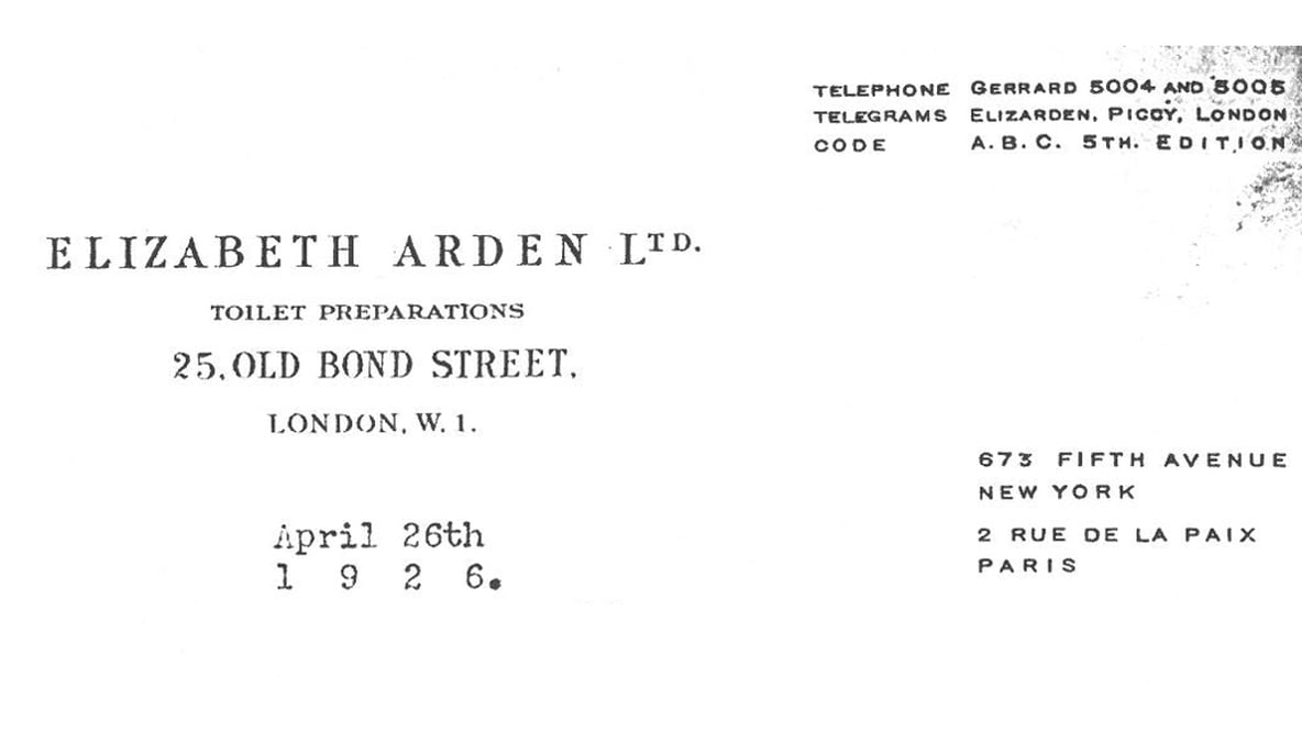 Elizabeth Arden Letter (1926)