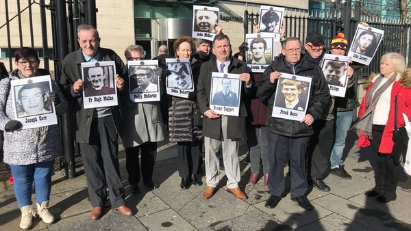 Relatives of the victims outside Belfast Coroner's Court