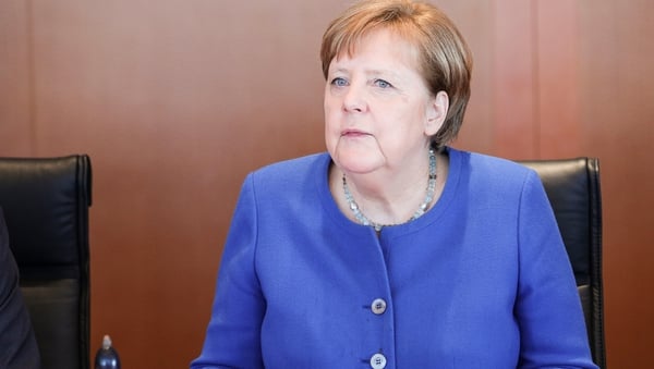 German Chancellor Angela Merkel continues to work remotely